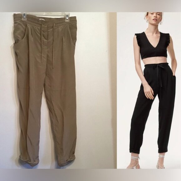 Aritzia Wilfred 100% Silk Marias Pant Taupe - Picture 2 of 13